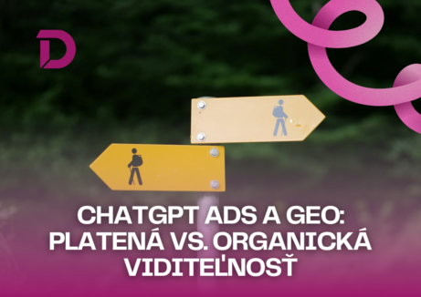 ChatGPT Ads a GEO: dve smerové tabule symbolizujúce platenú a organickú cestu